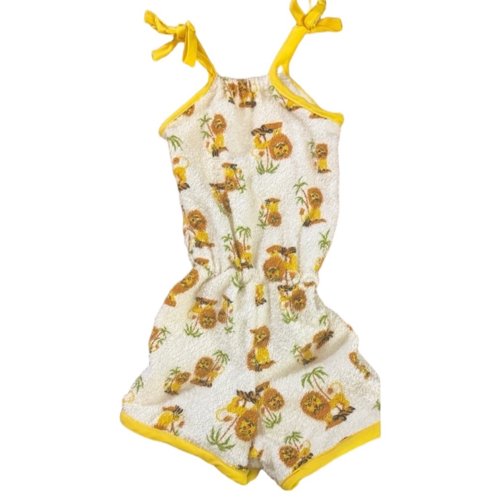 Small Shop Handmade Shorts Romper made With Vintage Terry. Size 2/3.